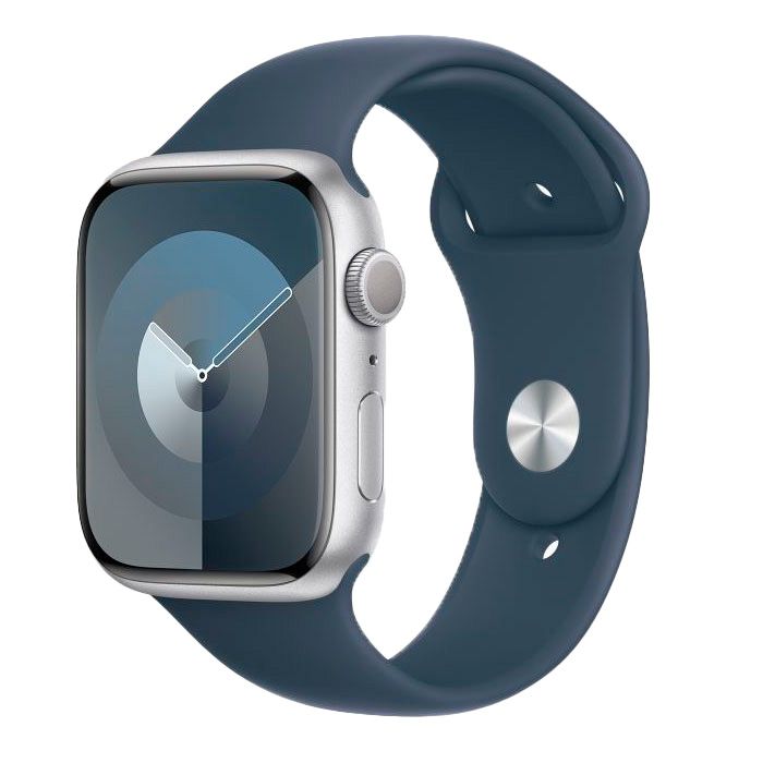 Apple Watch Series 9  (корпус - серебристый, 41mm ремешок Sport Band штормовой синий, размер M/L)— фото №0
