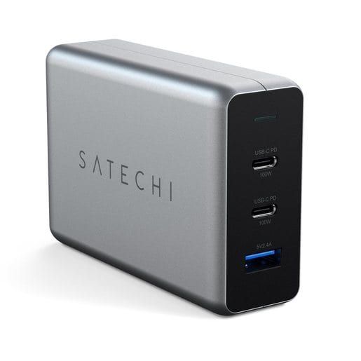 Зарядное устройство сетевое Satechi Compact GaN, 100Вт, серый космос— фото №0