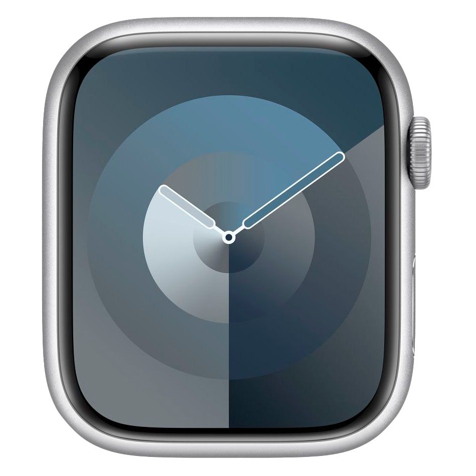 Apple Watch Series 9  (корпус - серебристый, 45mm ремешок Sport Band штормовой синий, размер S/M)— фото №1
