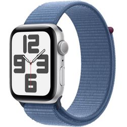 Apple Watch SE 2023 GPS  (корпус - серебристый, 44mm ремешок Sport Loop зимний синий)— фото №0