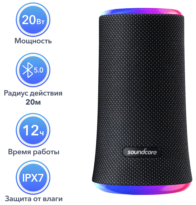 Акустическая система Anker SoundCore Flare 2, 20 Вт синий— фото №8